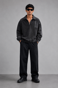 Midnight Washed Quarter-Zip Oversized Sweatshirt