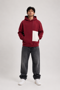Men’s Burgundy Oversized Contrast Pocket Hoodie